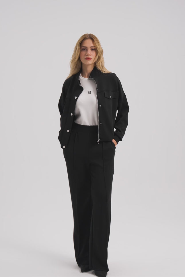 Balıkçı Yaka Siyah Ceket