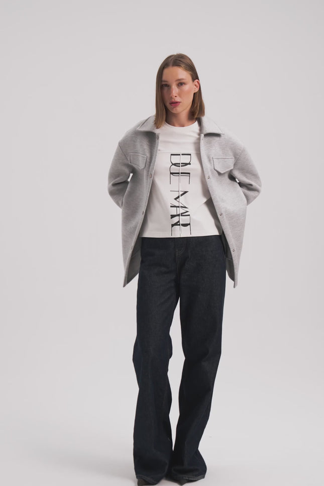 Metal Düğmeli Gri Ceket