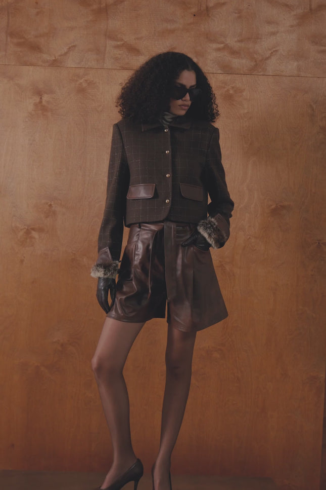 Kahverengi Deri Şort