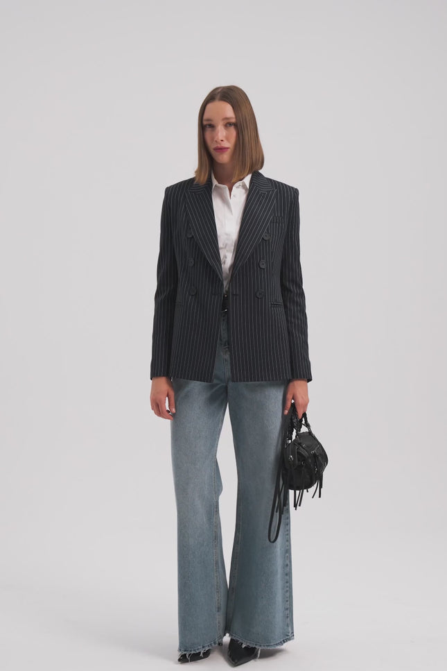 Çizgili Blazer Ceket