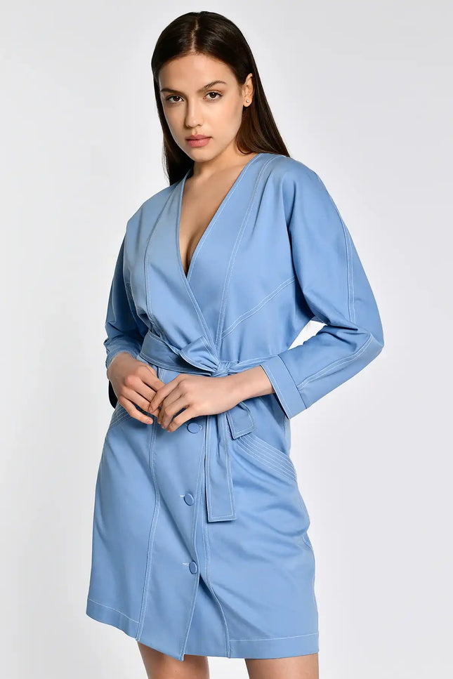 Kuşaklı Kruvaze Elbise