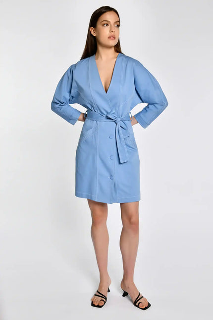 Kuşaklı Kruvaze Elbise