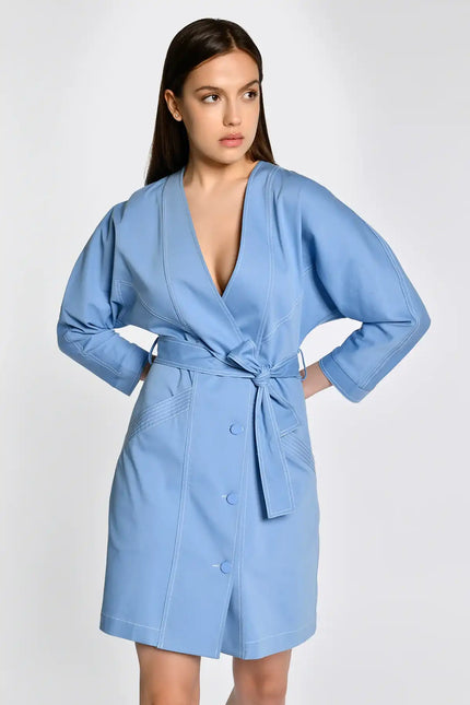 Kuşaklı Kruvaze Elbise