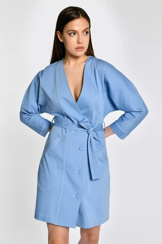 Kuşaklı Kruvaze Elbise