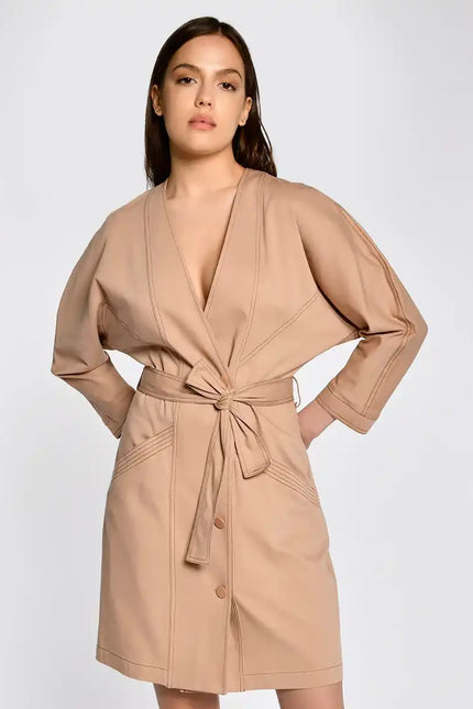 Kuşaklı Kruvaze Elbise