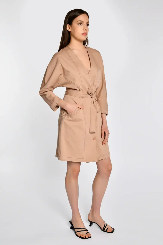 Kuşaklı Kruvaze Elbise