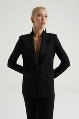 Kontrast Dikiş Detaylı Örme Ceket