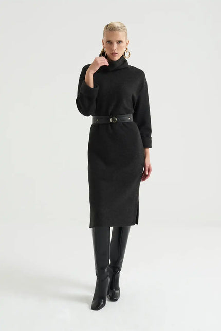 Kemerli  Örme Triko Elbise